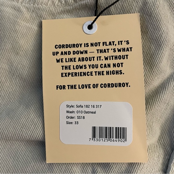 Anthropologie Corduroy Pants High Waist Cropped Straight Leg Size 33 Khaki NWT - Picture 6 of 10